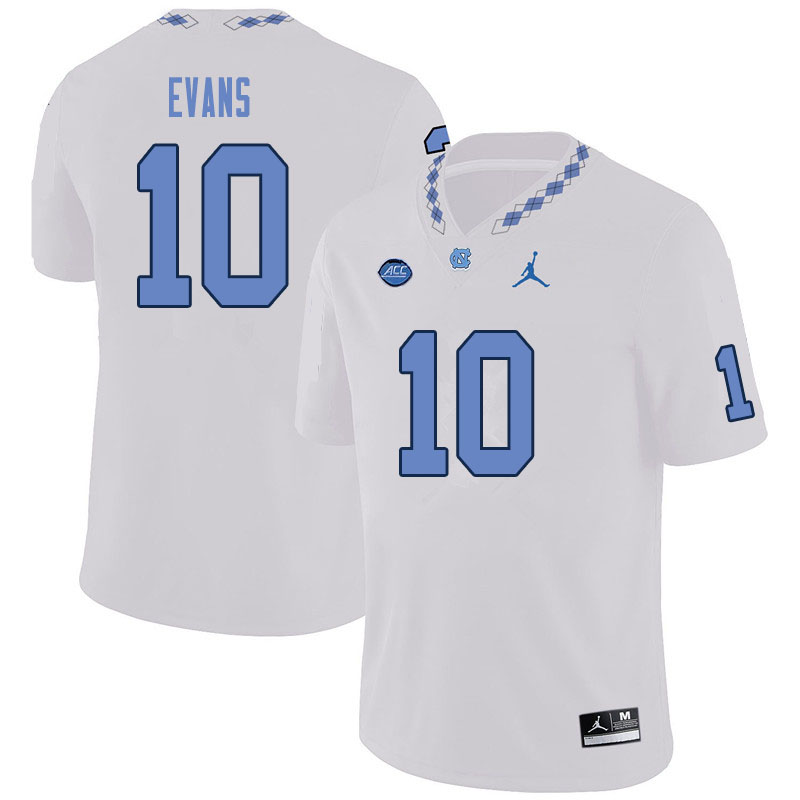 Men #10 Desmond Evans North Carolina Tar Heels College Football Jerseys Sale-White